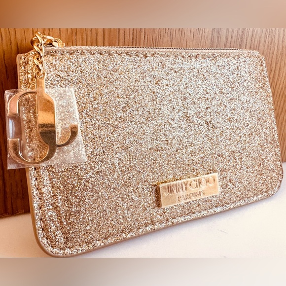 Jimmy Choo Handbags - JIMMY CHOOSE NEW Parfums Gold Glitter Card Case Coin Pouch Key Holder